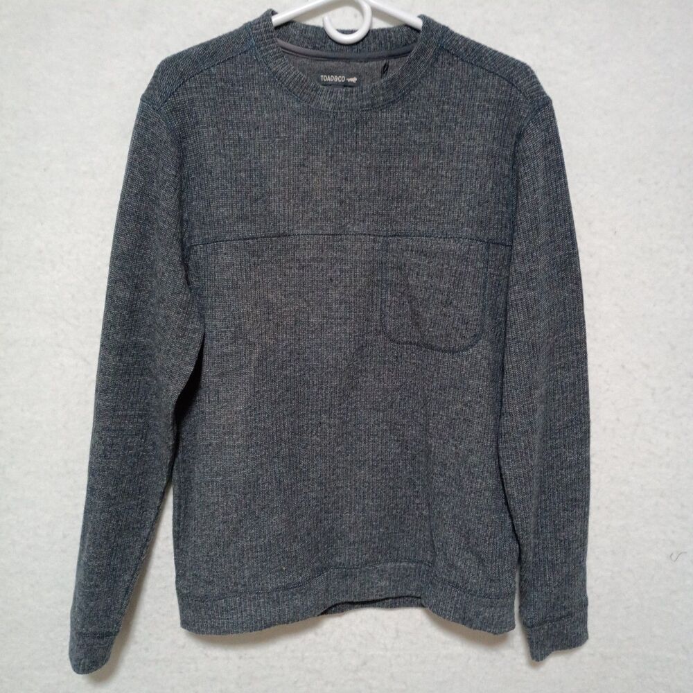 Toad and Co Breithorn Crew Sweater Gray Mens M Chest Pocket